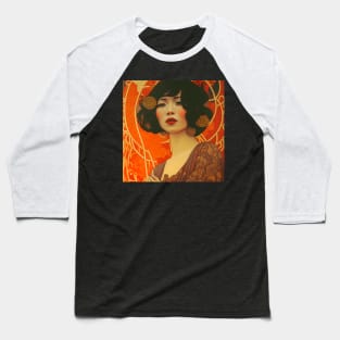 Art Deco Style Woman Baseball T-Shirt